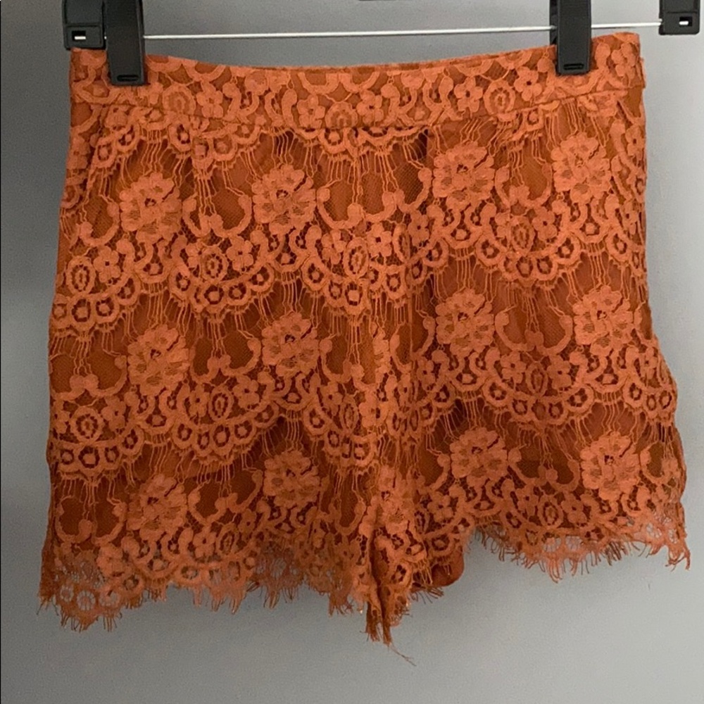 Rust Colored Lace Shorts